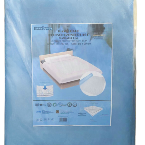 bettunterlage-waschbar-packung A blue plastic bag for Waschbare Bettschutzunterlagen (40 x 60 cm) 50 Stück.